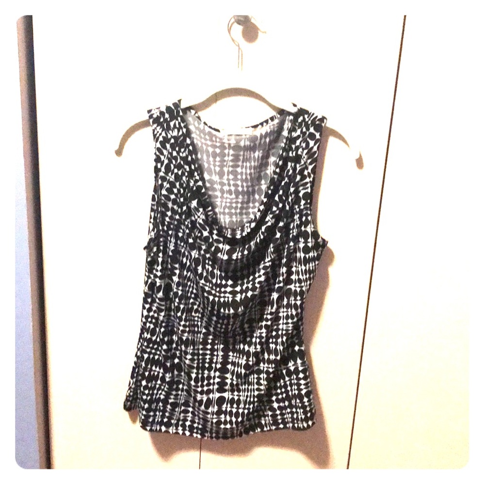 Calvin Klein Slouched Neck Top (Black and White)